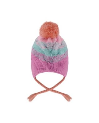  Girls' Lined Peruvian Knit Pompom Hat - Toddler|Child - Little Kid, Big Kid