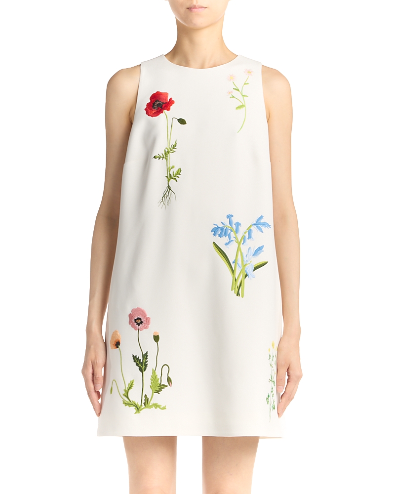 Stella Mccartney Floral Embroidered Sleeveless Mini Shift Dress In Green