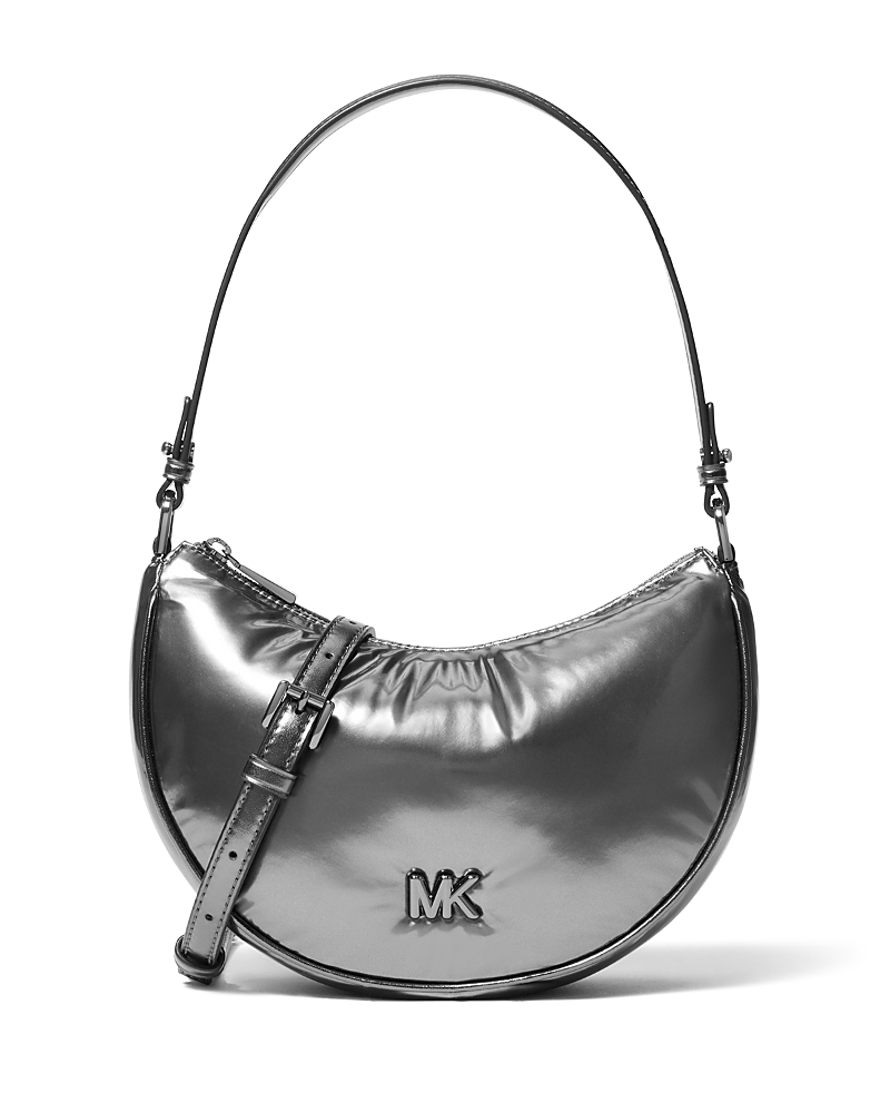 Michael Kors Kyla Small Metallic Convertible Pouchette In Gray