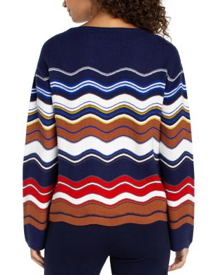 Boat Neck Scallop Hem Sweater 