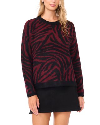 Zebra Jacquard Crewneck Sweater 
