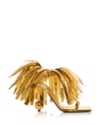 Women's Mirror Effect Fringe Sandals