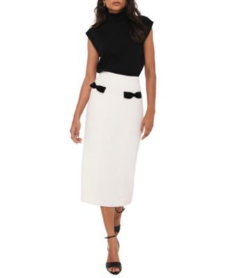 Women's Boucle Bow Midi Skirt
