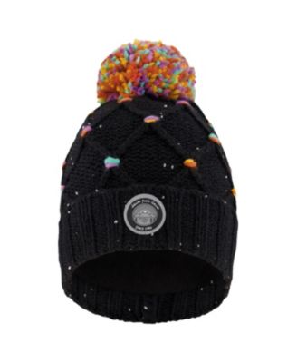 Deux par Girls' Lined Knit Pompom Hat with Little Sequins - Kid, Big Kid