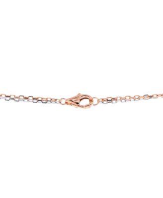  Love 3 Ring Pendant Necklace 18K Rose Gold and 18K White Gold with 6 Diamonds, 15 - 16.25"