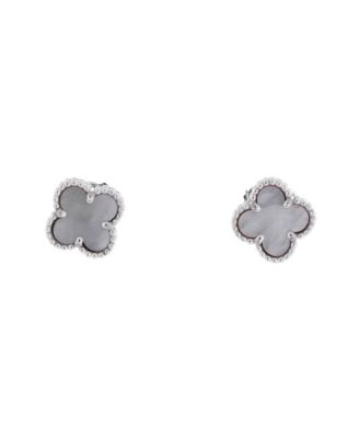  Sweet Alhambra Stud Earrings 18K White Gold and Mother of Pearl