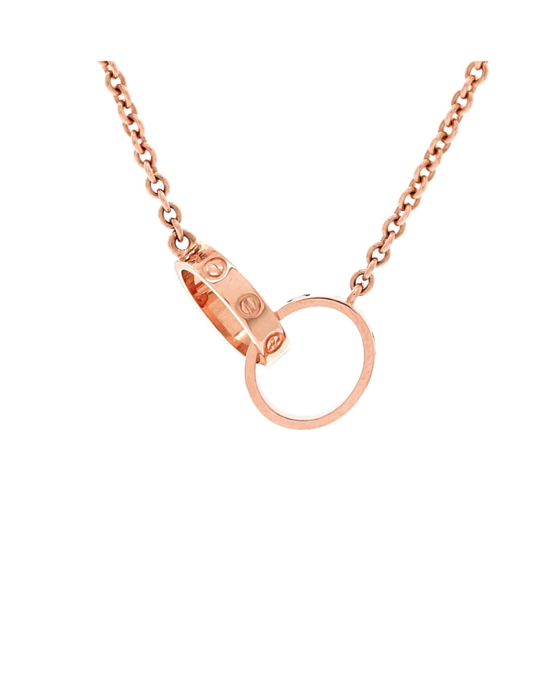 Pre-owned Pre-owned Cartier Cartier Love Interlocking Necklace 18k Rose Gold, 17.25" In Pink