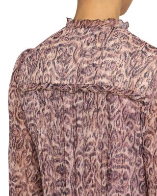 Amal Printed Georgette Long Sleeve Fit and Flare Midi Dress