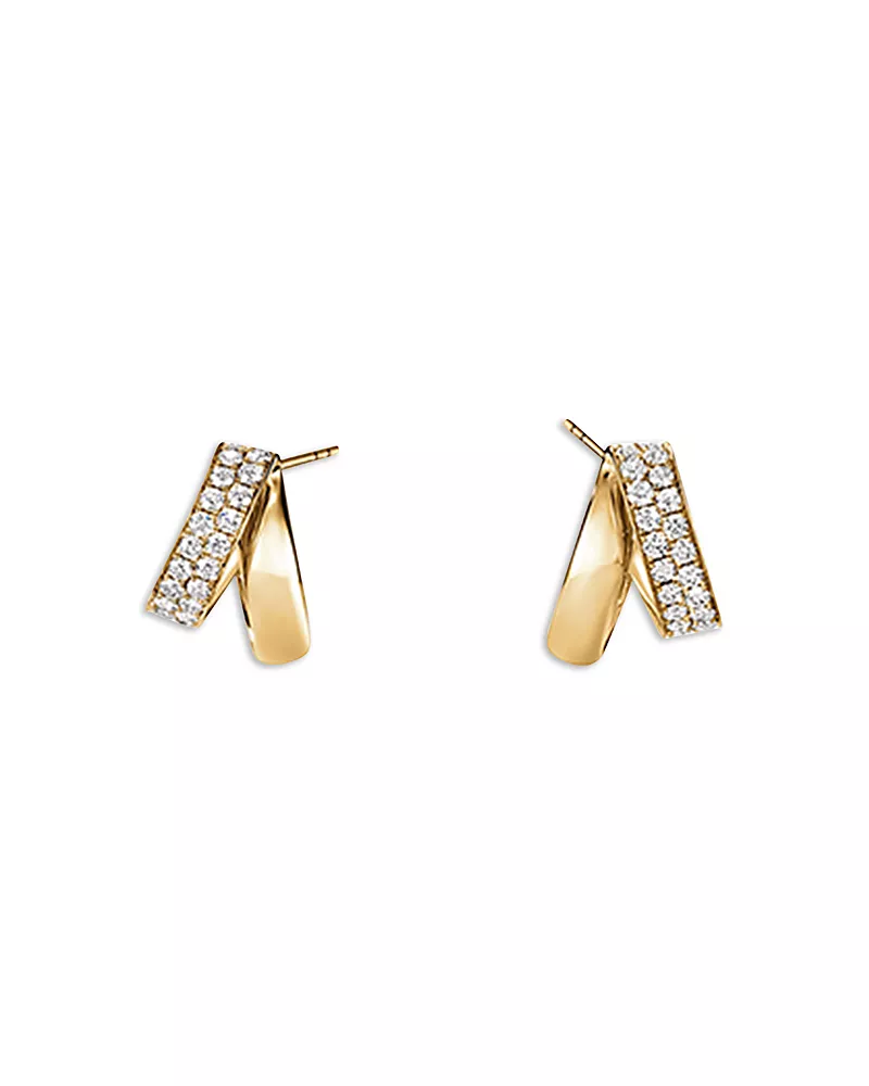 Hearts On Fire 18K Yellow Gold Inside Out Diamond Flip Huggie Hoop Earrings