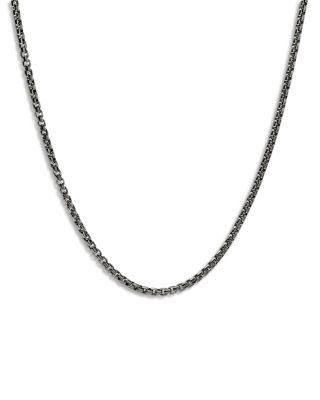 Men's Dark Silver Chain Box Link Necklace, 20"