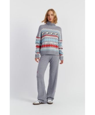 Women's Wool Cashmere Snoopy Ski Fairisle Sweater