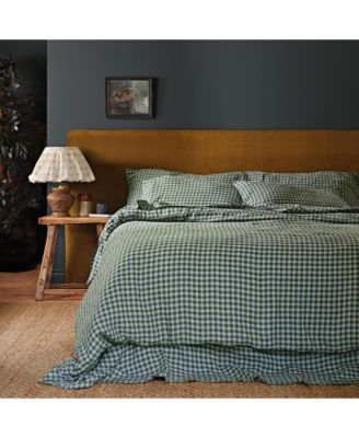 Colour Drenched Gingham Linen Blend Duvet Cover, King