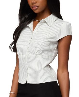 Juney Pinstripe Tailored Button Up Shirt