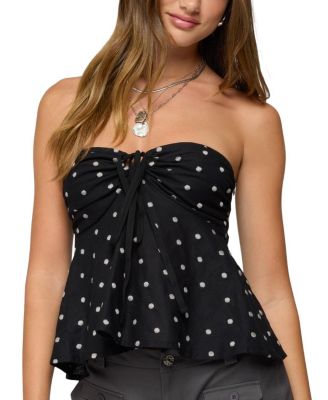  Izzey Polka Dot Strapless Babydoll Top