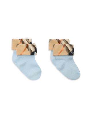 Unisex Check Turn Back Socks Set, Pack of 2 - Baby