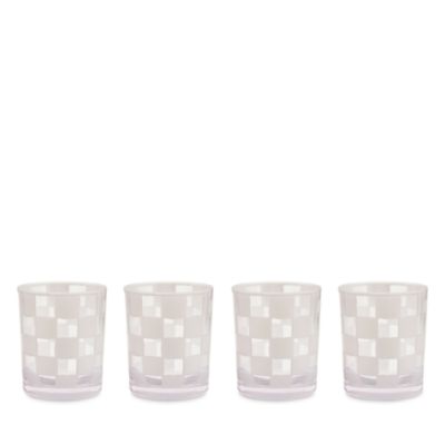 White Check Acrylic Tumblers, Set of 4