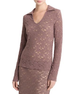 Lace Long Sleeve Polo Top