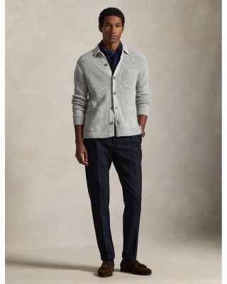 Textured Cotton Cardigan Sweater