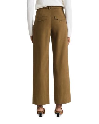 Mid Rise Faux Leather Trim Pants