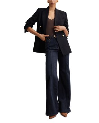 June Pin Stitch High Rise Flare Jeans in Indigo