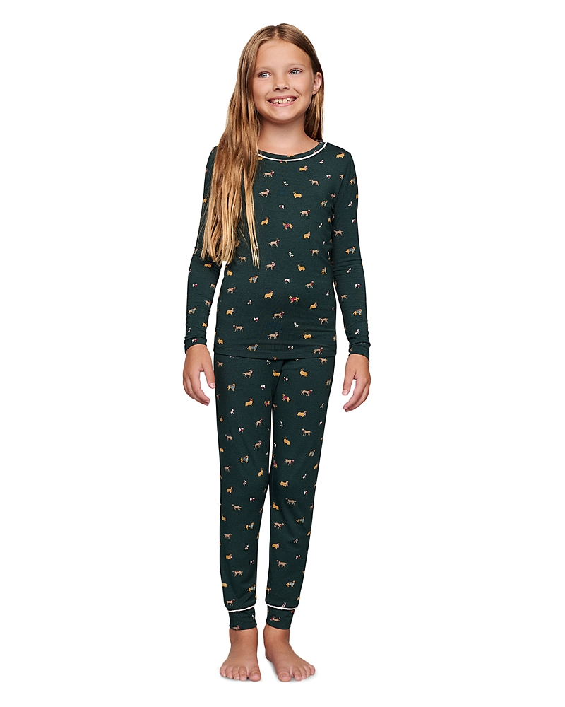 Eberjey Unisex Printed Long Sleeve Pj Set - Little Kid, Big Kid In Green