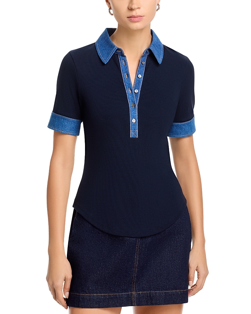 Cinq a Sept Jaden Denim Trim Top