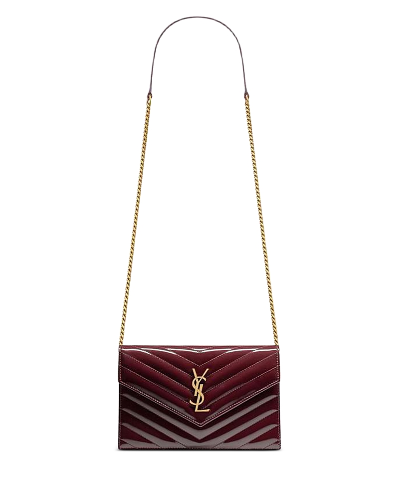 Saint Laurent Cassandre Envelope Chain Wallet in Patent Leather