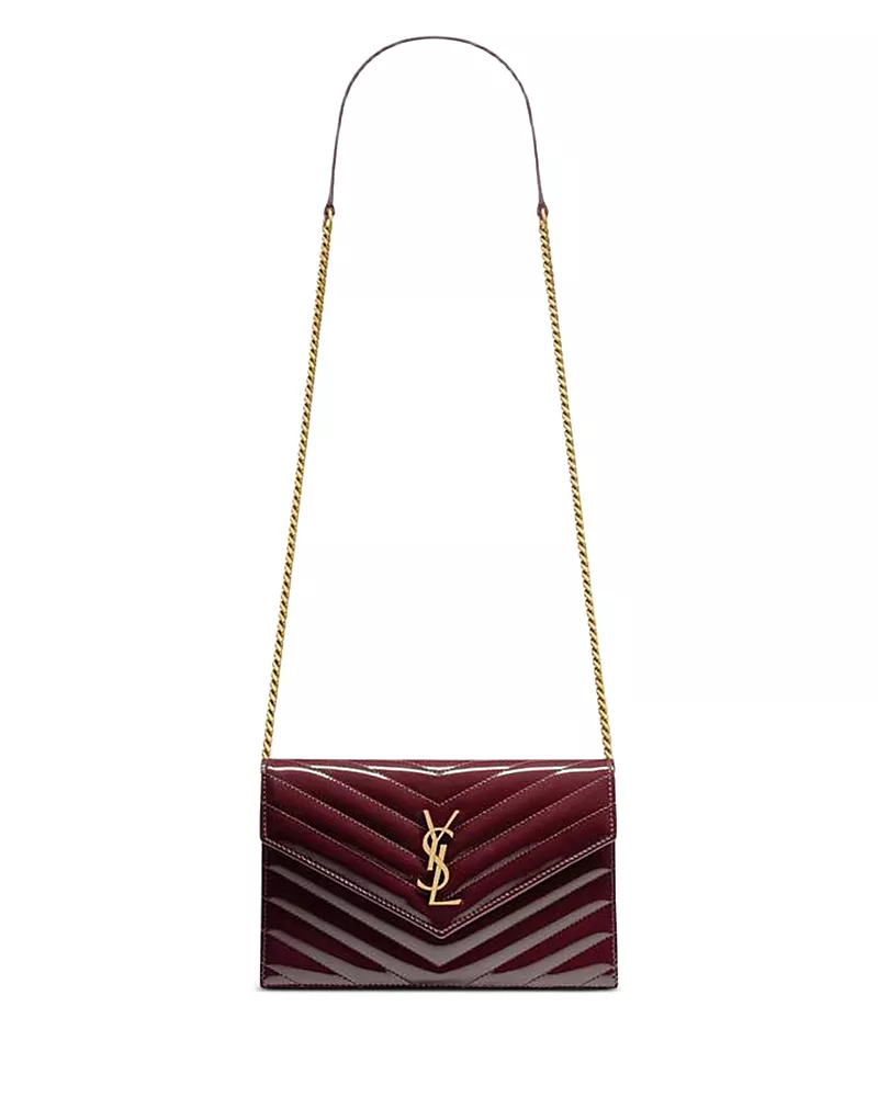 Saint Laurent Cassandre Envelope Chain Wallet in Patent Leather