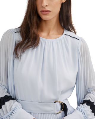 Tori Color Blocked Pleated Dress