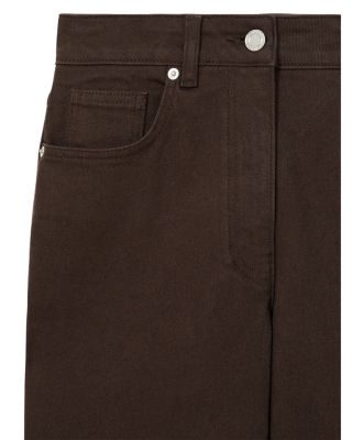 Petite Selin Mid Rise Straight Jeans in Chocolate