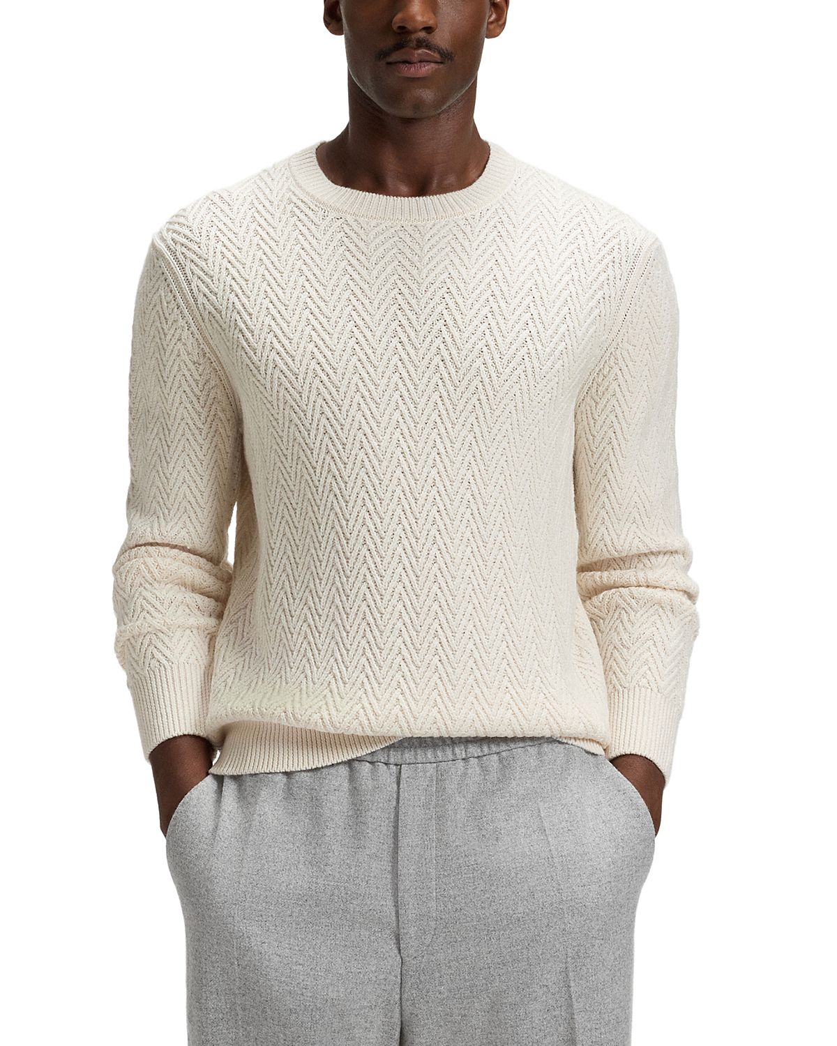 Boss Hitalo Textured Crewneck Sweater