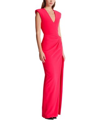  Long Crepe Dress with Embellished Detail