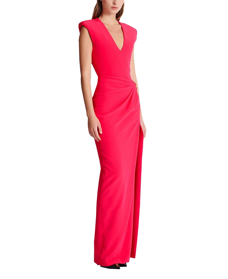 Balmain Long Crepe Dress with Embellished Detail