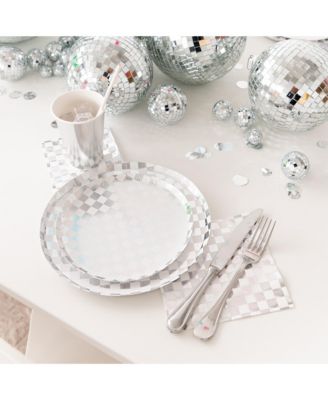  Checkered Paper Cocktail Napkins, Set of 20