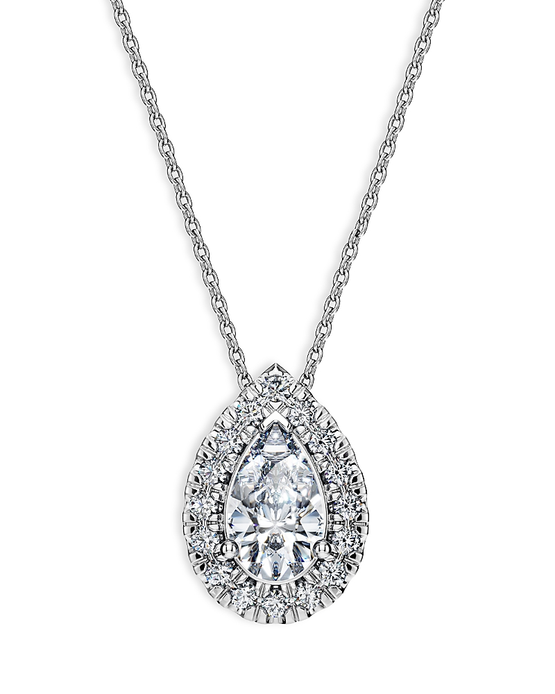 Swarovski Eternity Certified Lab Grown Diamond Pear Halo Pendant Necklace, 15.87-17.87