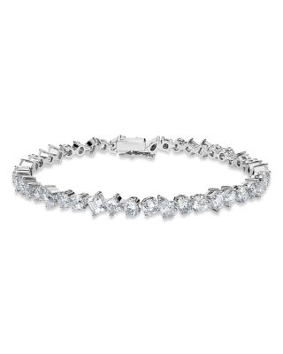 14K White Gold Galaxy Certified Lab Grown Diamond Mixed Cut Tennis Bracelet