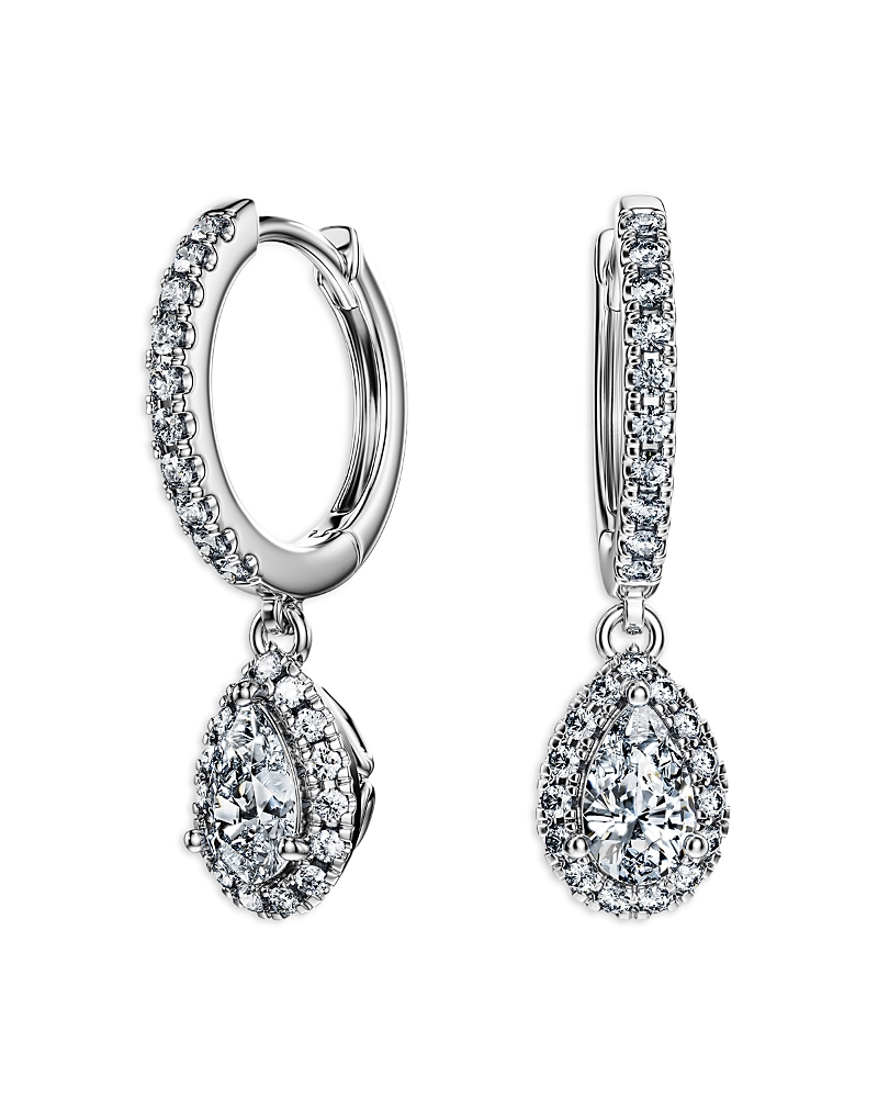Swarovski Eternity Certified Lab Grown Diamond Pear Halo Charm Hoop Earrings