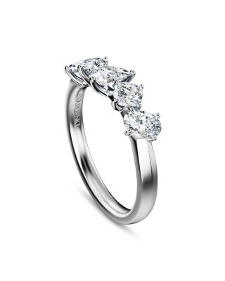 14K White Gold Galaxy Certified Lab Grown Diamond Mixed Cut Five Stone Ring