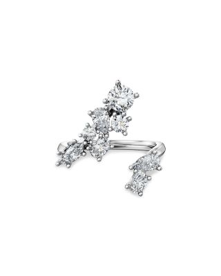 14K White Gold Galaxy Certified Lab Grown Diamond Mixed Cut Bypass Ring