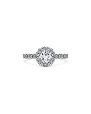14K White Gold Eternity Certified Lab Grown Diamond Halo Engagement Ring