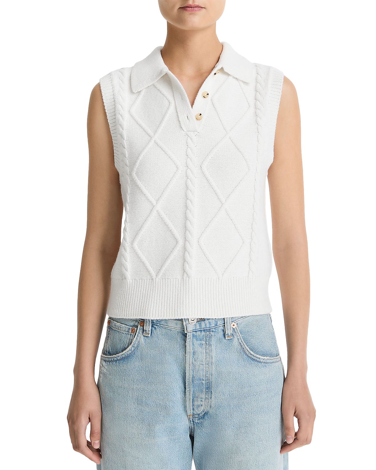 Vince Polo Cable Knit Sweater Vest