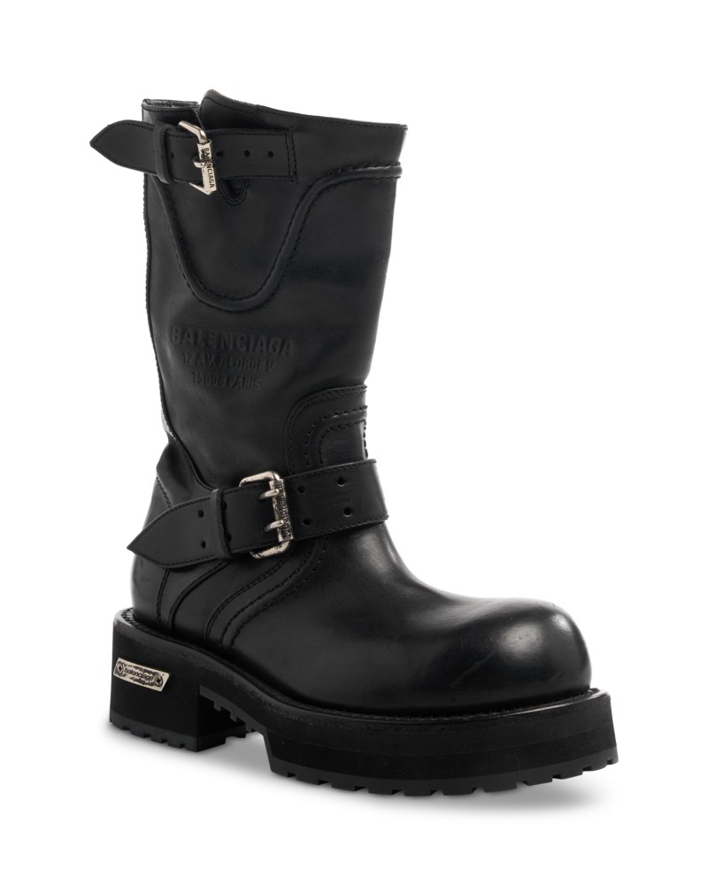 Balenciaga Women's Venom Buckle Boots in Black/Silver
