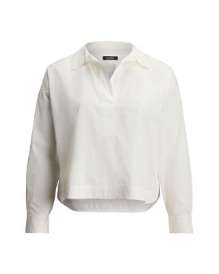Cotton Broadcloth Cropped Shirt