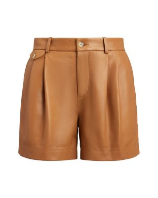 Pleated Leather Shorts