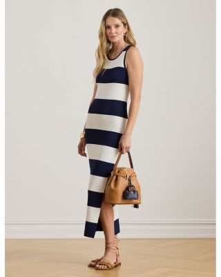 Striped Cotton Blend Midi Tank Dress