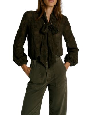 Women's Floral Tie Neck Blouse