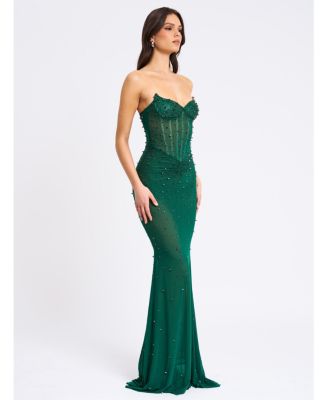  Fatima Sleeveless Corset Mermaid Maxi Evening Dress