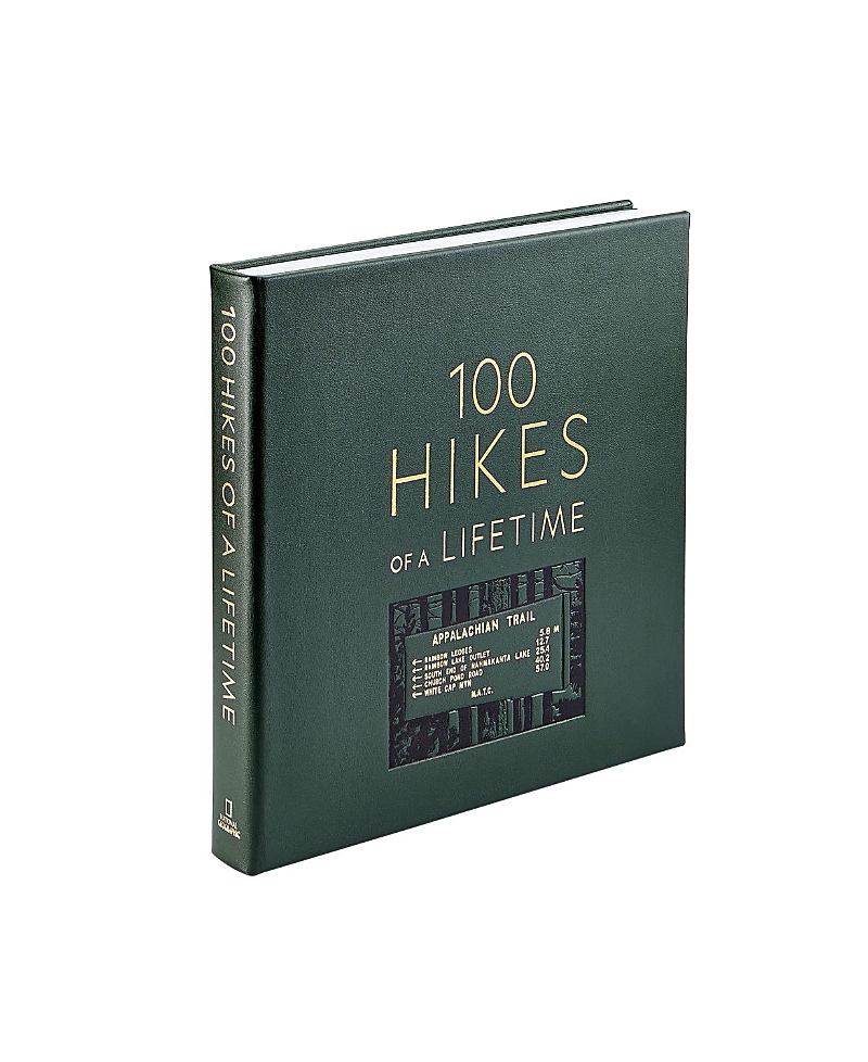 Graphic Image 100 Hikes Of A Lifetime Leather Bound Book In Green