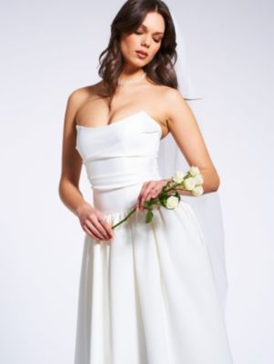 Umay Drop Waist Satin Corset Bridal Gown