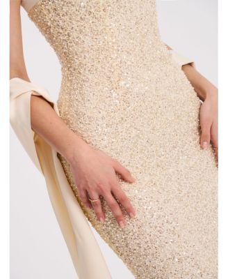  Raizell Beaded Sequin Bodycon Gown with Scarf